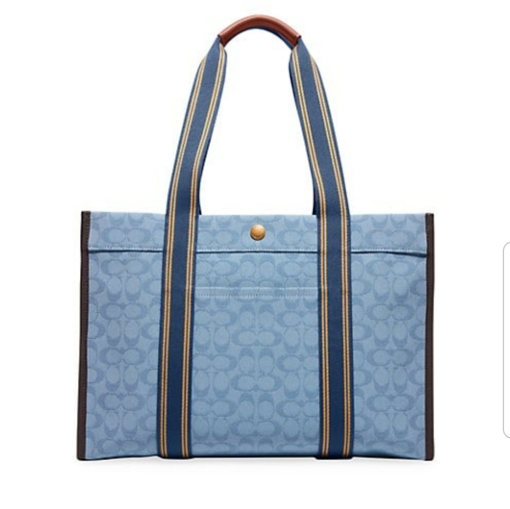 🎀NWT Authentic Coach Jacquard Spin Tote 42. Color: Slate.💖